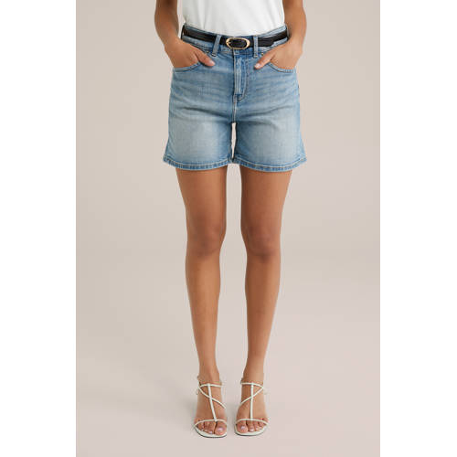 WE Fashion Blue Ridge slim regular waist denim short medium blue denim afbeelding