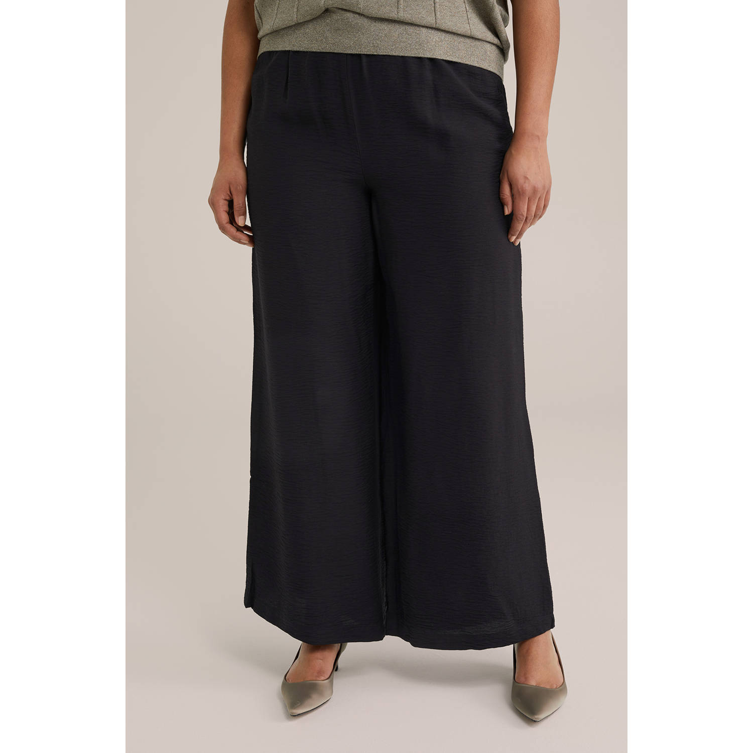 WE Fashion Curve regular waist broek zwart