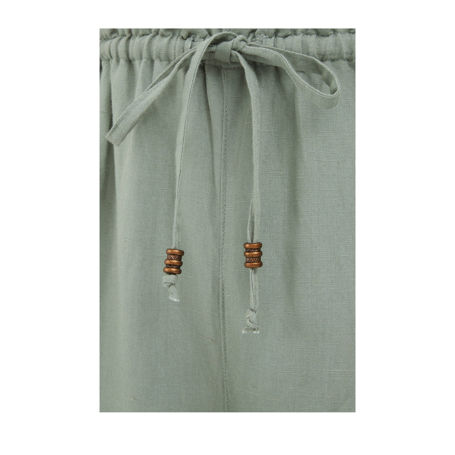 WE Fashion Curve linnen wide leg high waist casual broek lichtgroen