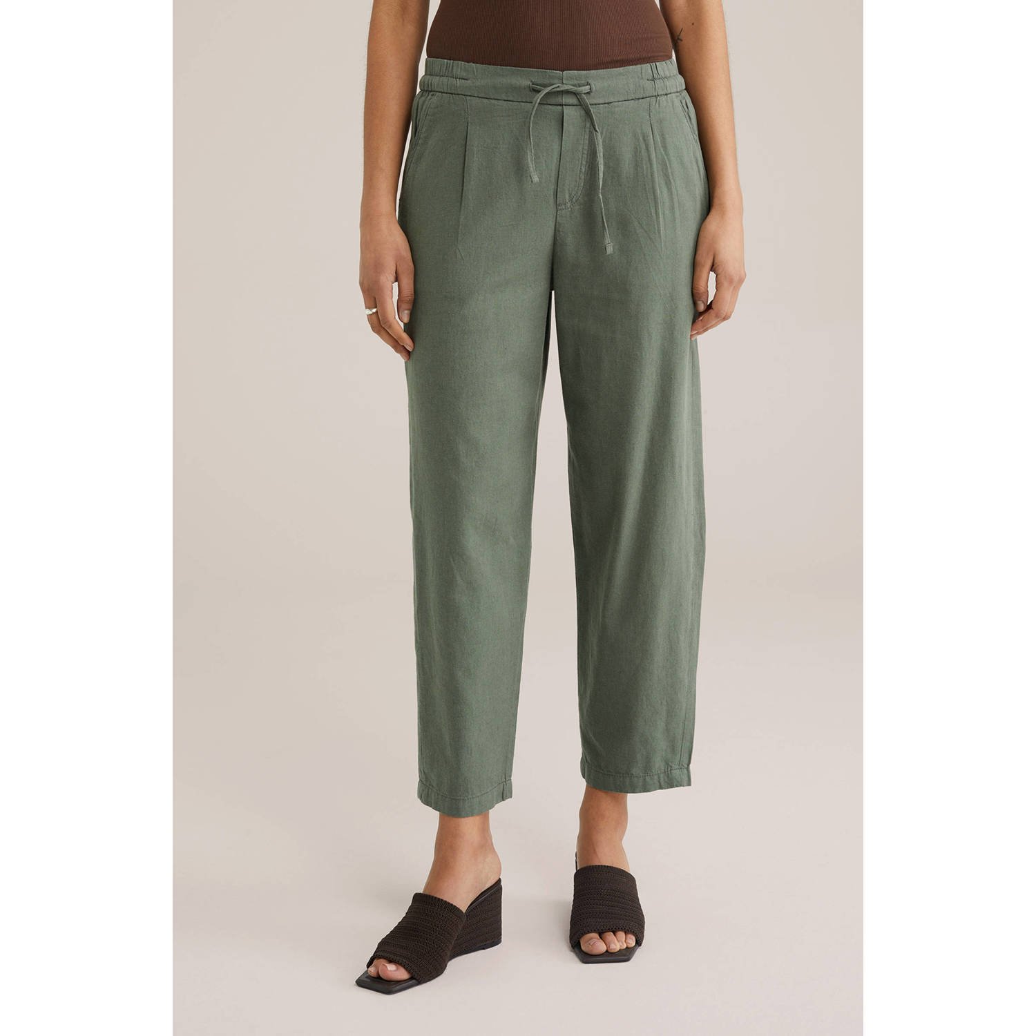 WE Fashion tapered regular waist broek groen