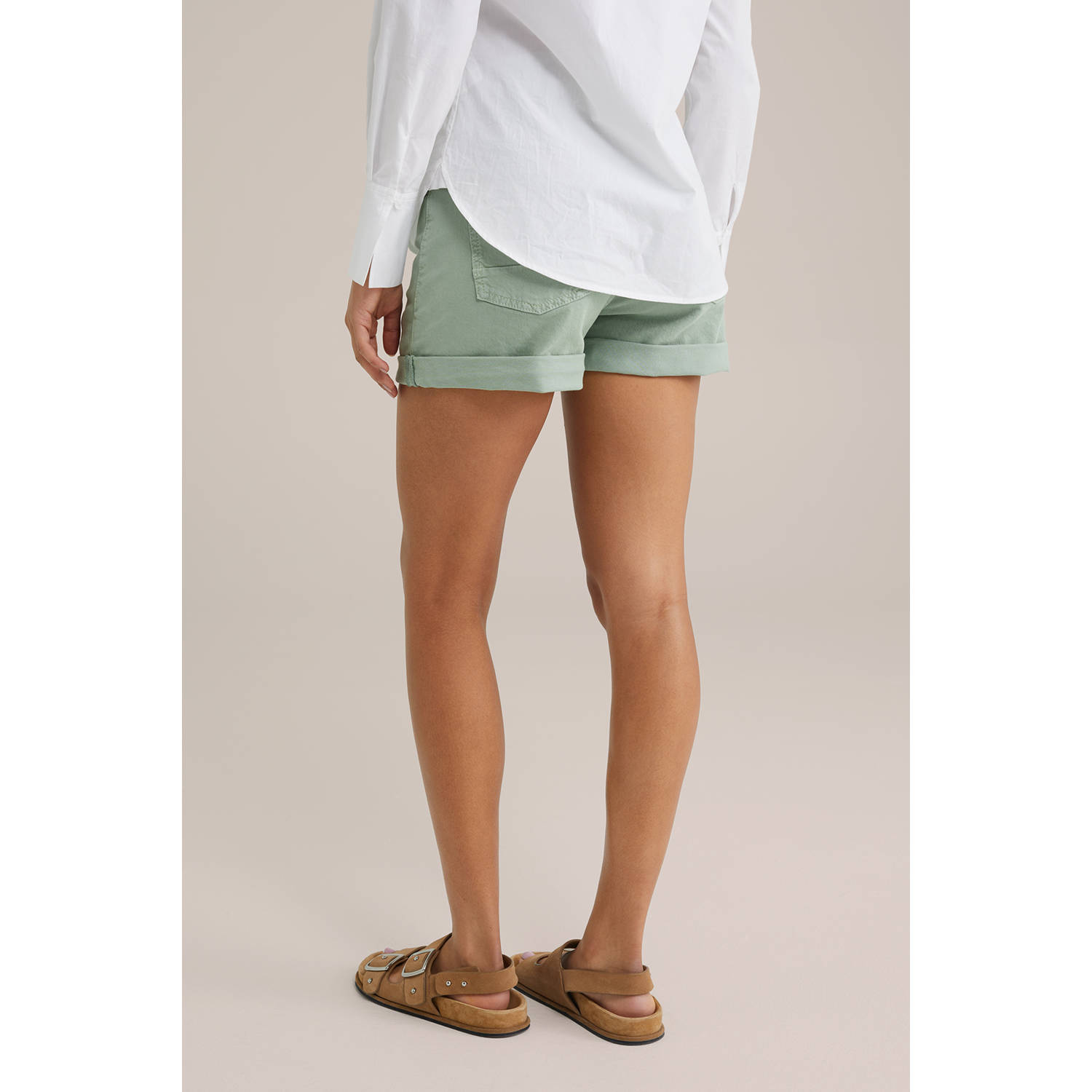 WE Fashion Blue Ridge slim regular waist casual short lichtgroen