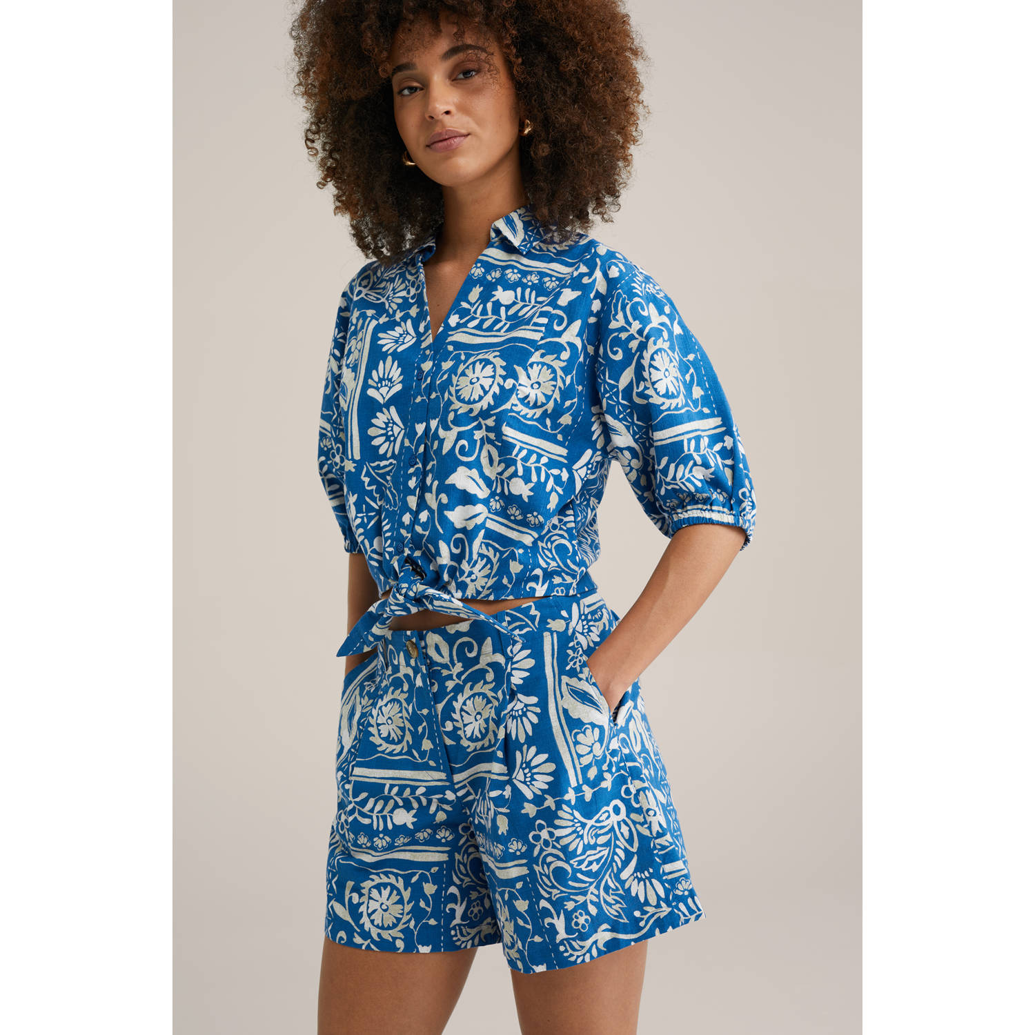 WE Fashion regular waist casual short blauw
