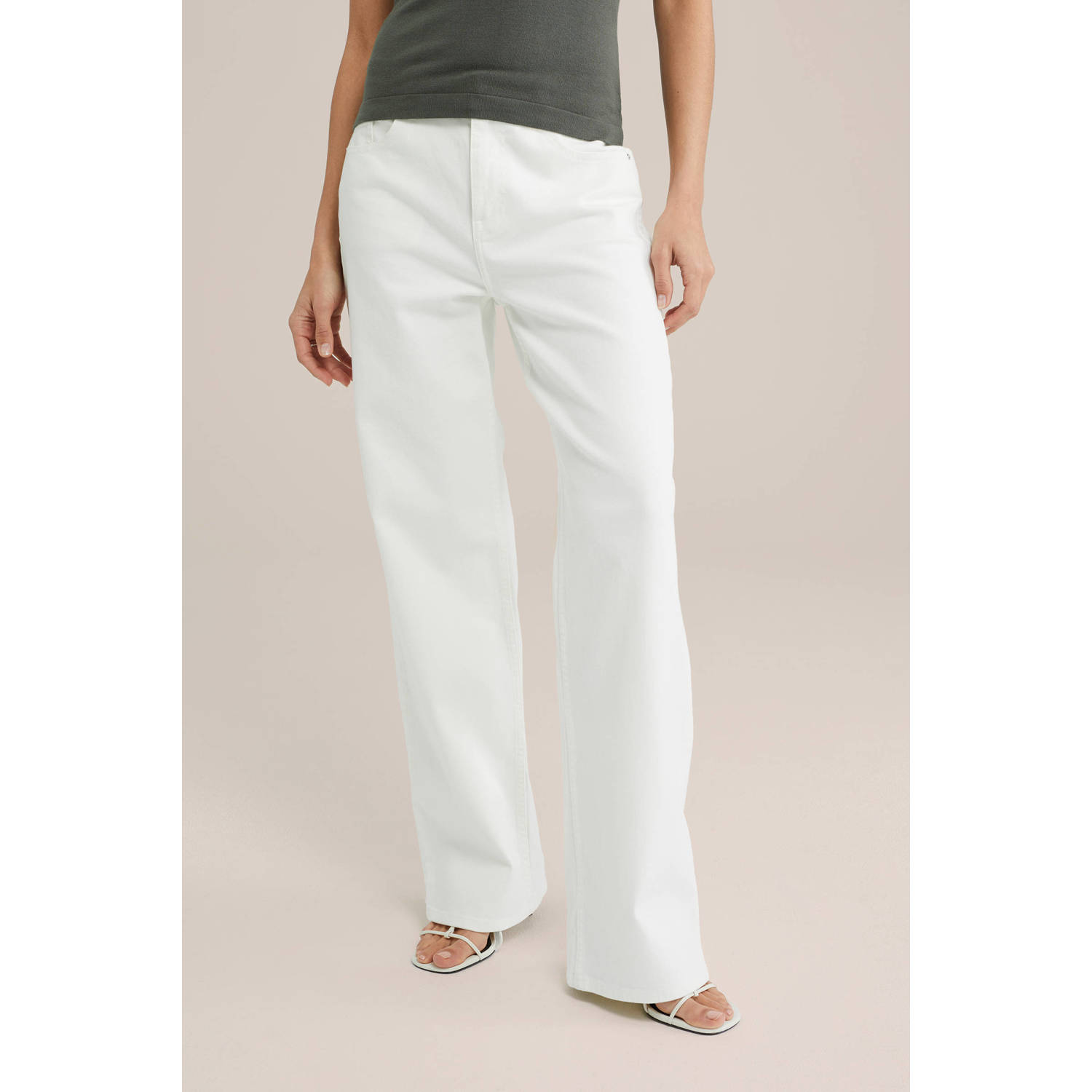 WE Fashion Blue Ridge high waist wide leg jeans ecru
