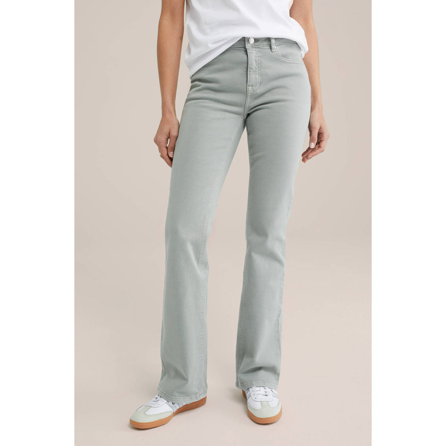 WE Fashion Blue Ridge flared jeans lichtgroen