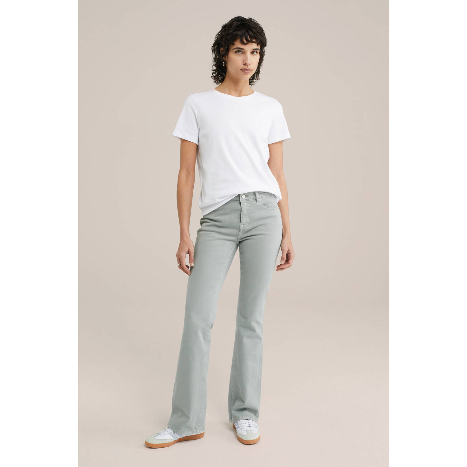 WE Fashion Blue Ridge flared jeans lichtgroen