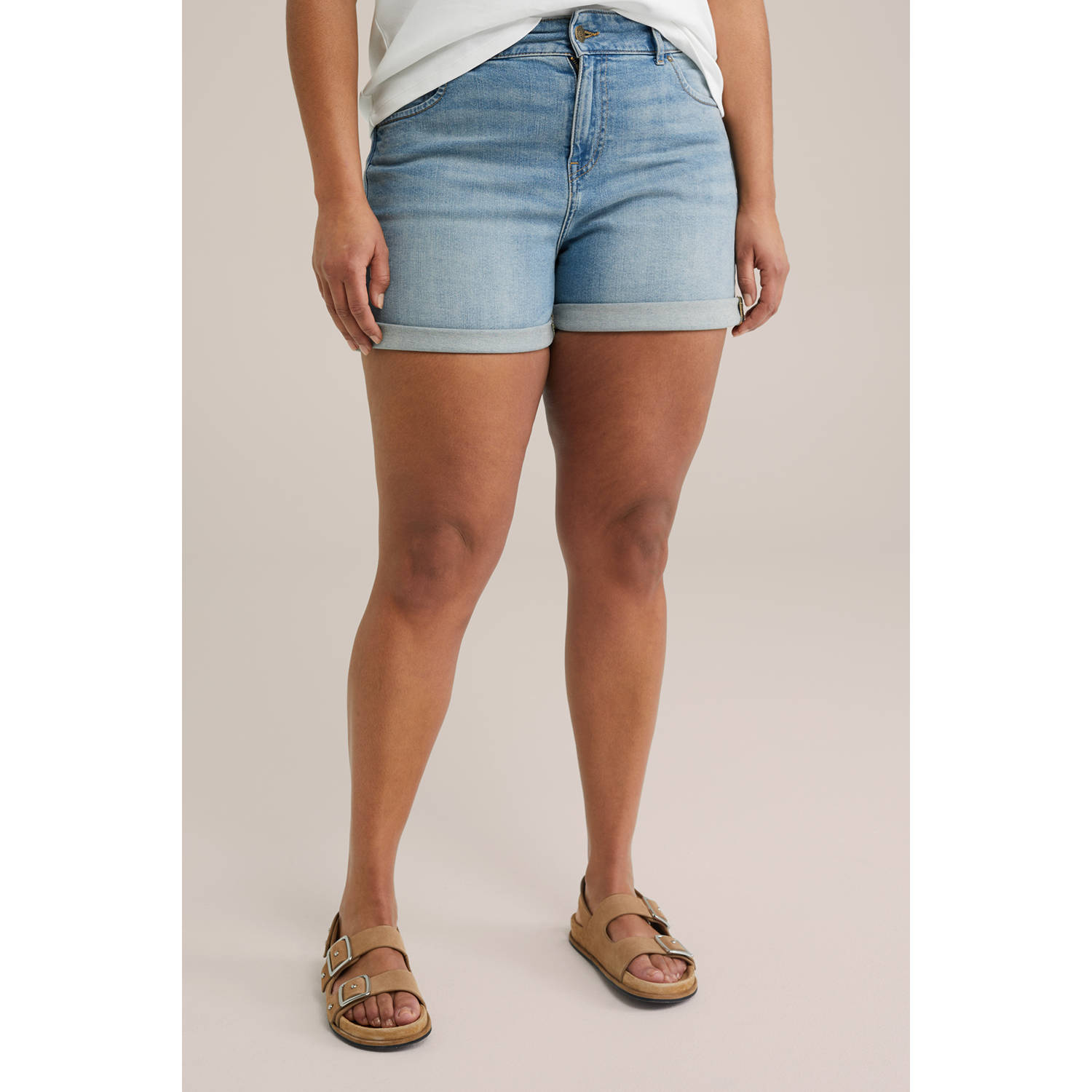WE Fashion Blue Ridge slim regular waist denim short medium blue denim