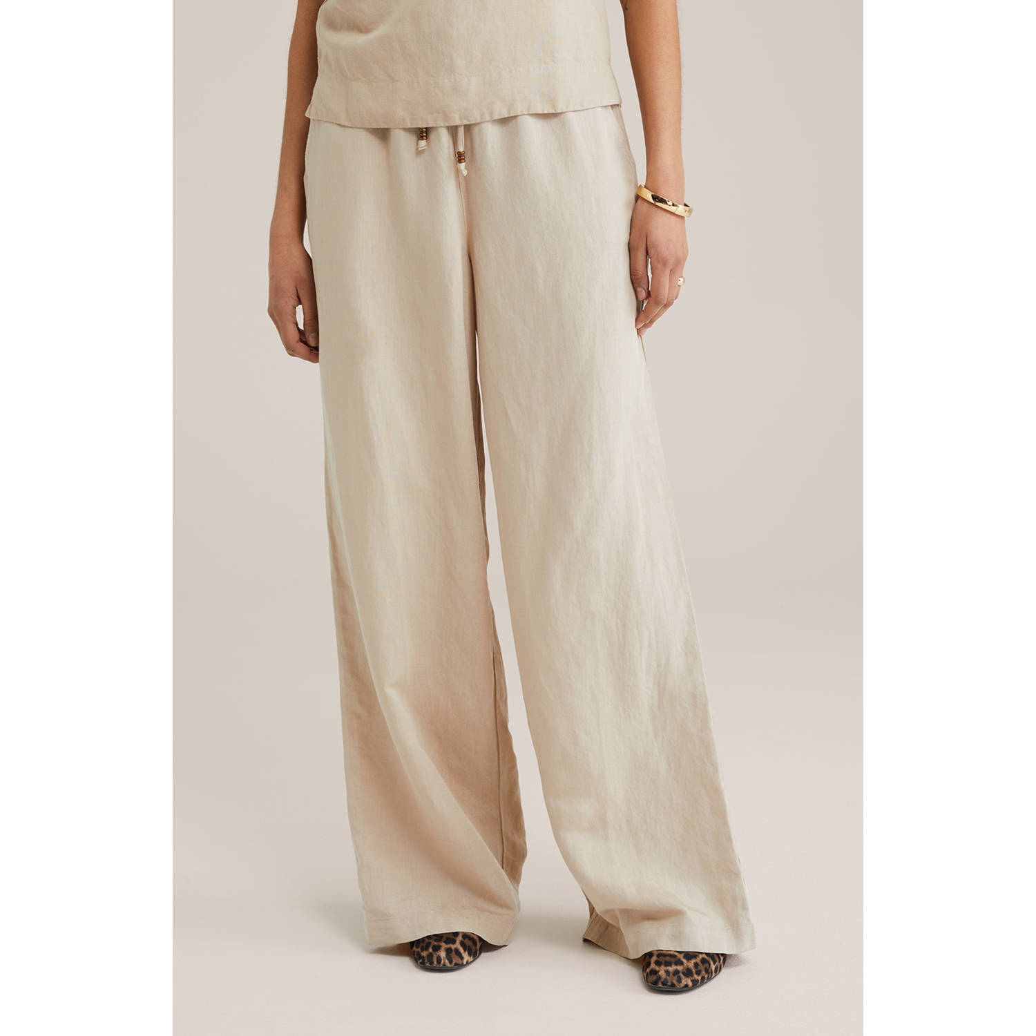 WE Fashion regular waist casual broek beige
