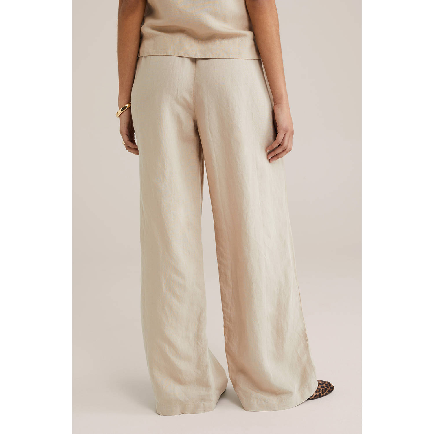 WE Fashion regular waist casual broek beige