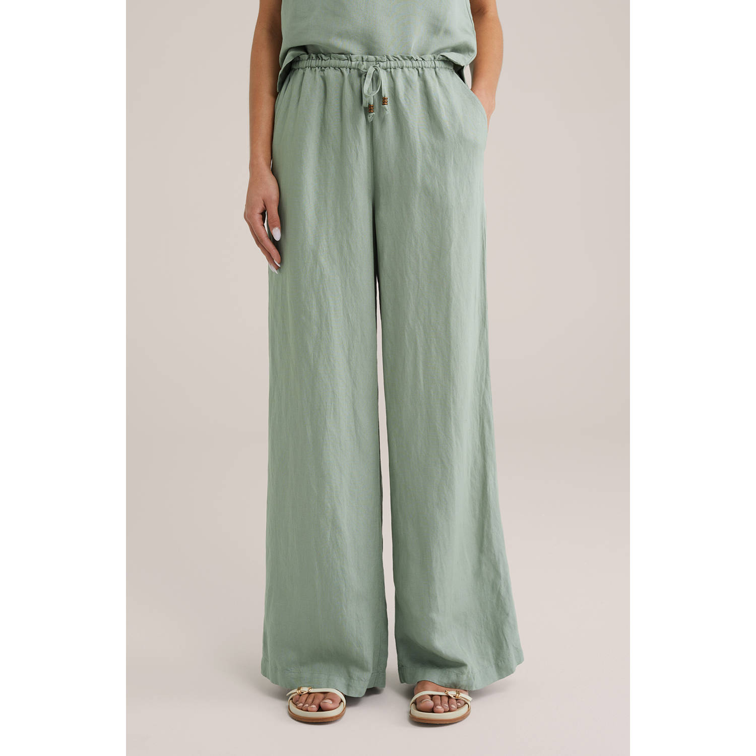 WE Fashion regular waist casual broek lichtgroen