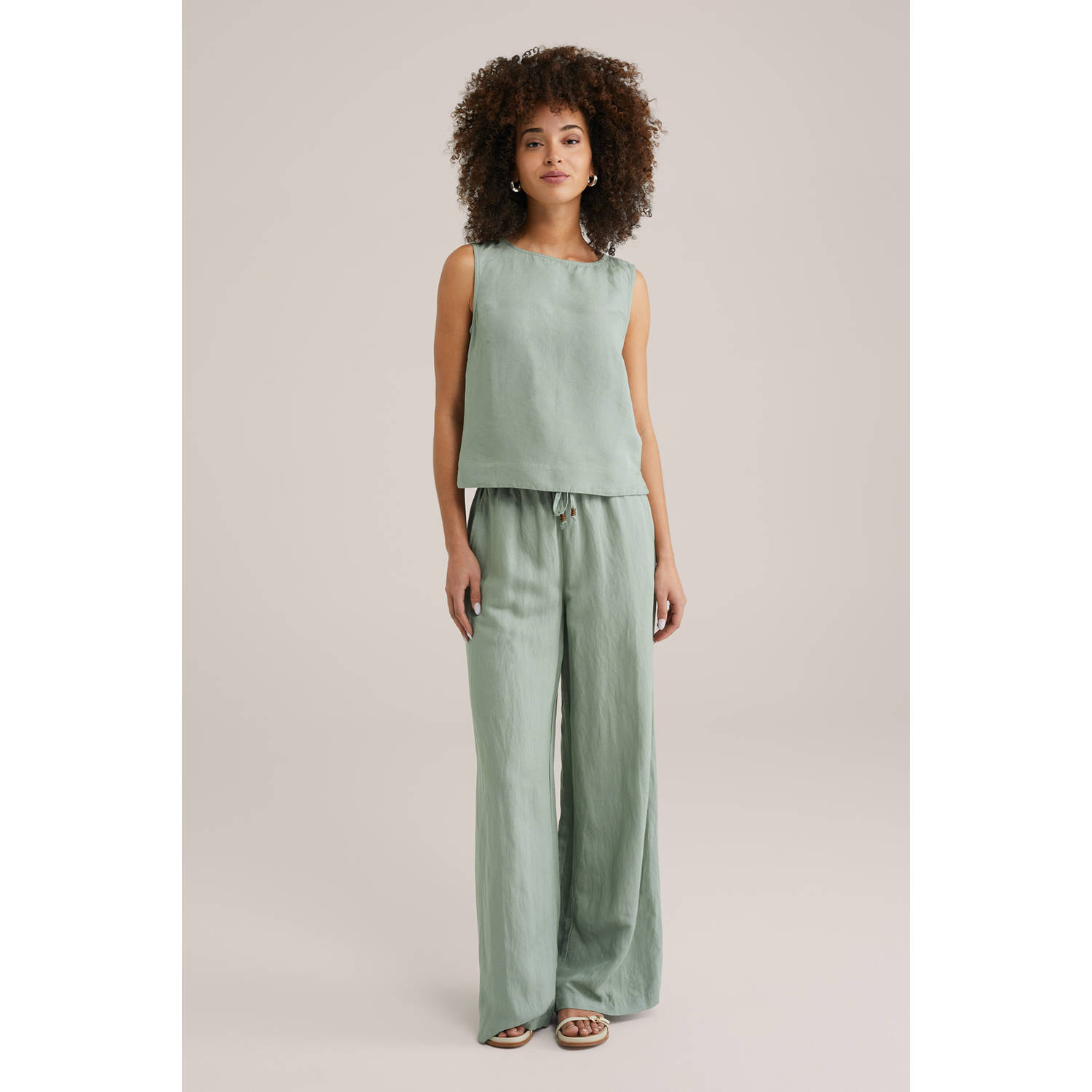WE Fashion regular waist casual broek lichtgroen