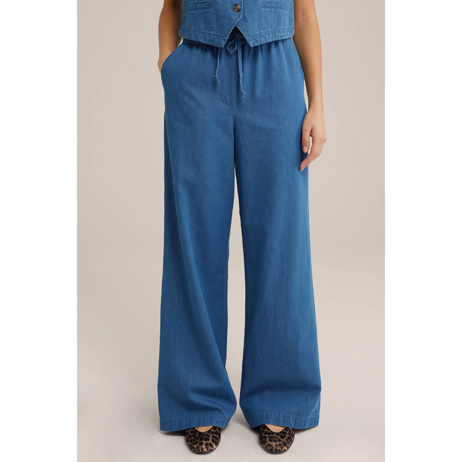 WE Fashion Blue Ridge high waist wide leg jeans medium blue denim