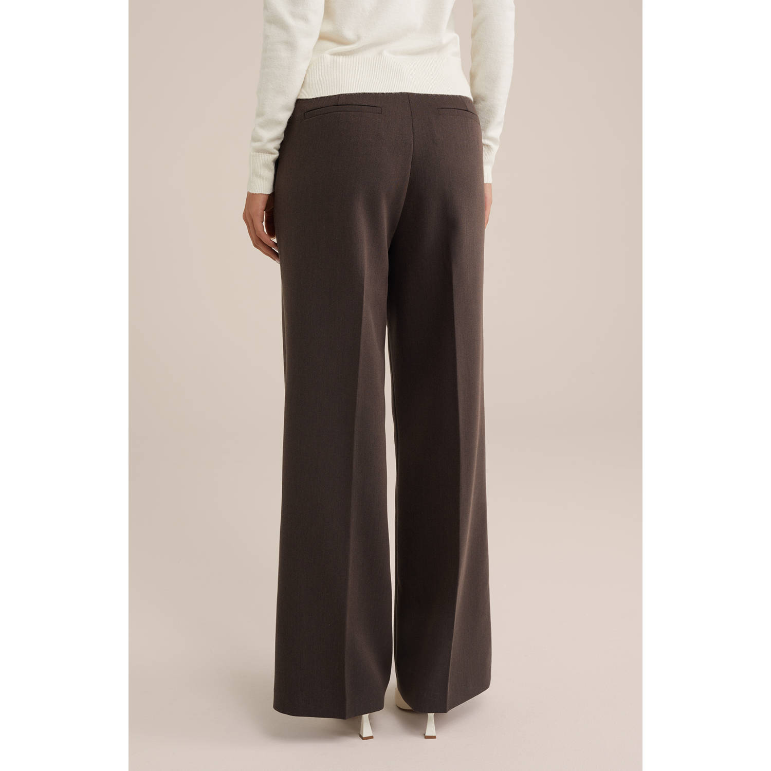 WE Fashion regular waist pantalon donkerbruin