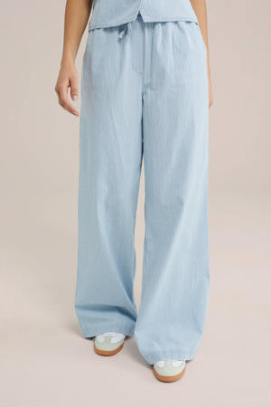 wide leg regular waist broek lichtblauw