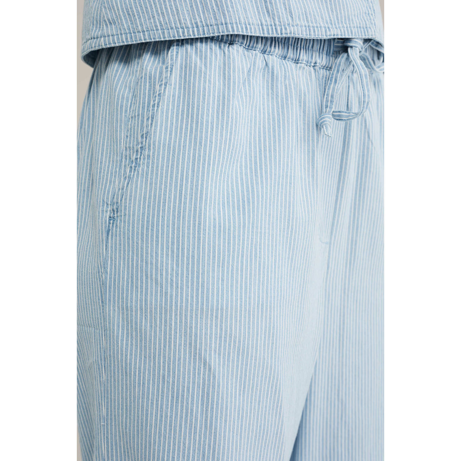 WE Fashion Blue Ridge wide leg regular waist broek lichtblauw