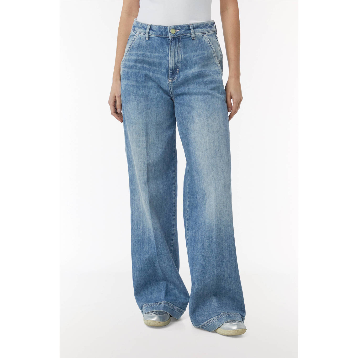 Comma casual identity high waist wide leg jeans light blue denim