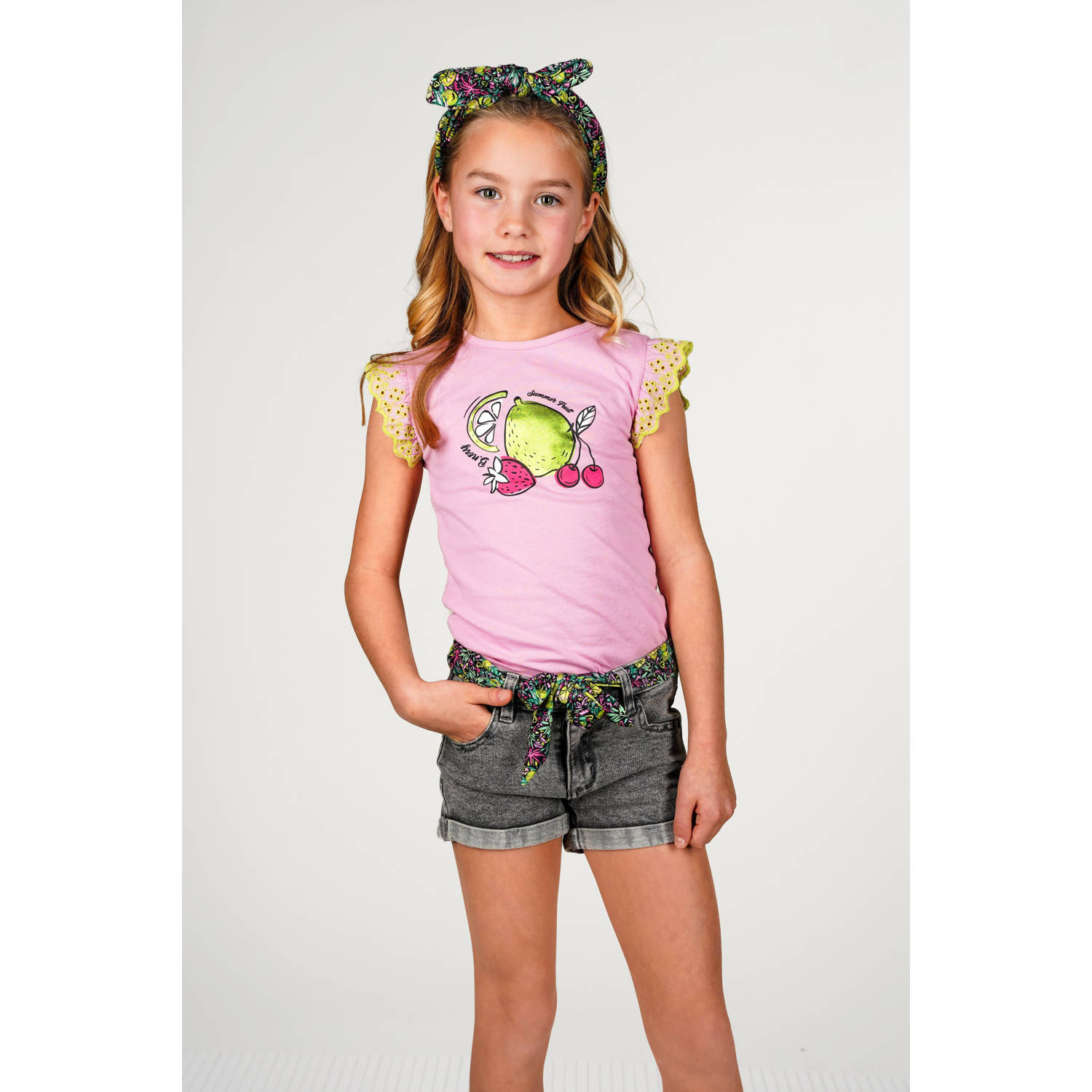 B.Nosy T-shirt roze broderie