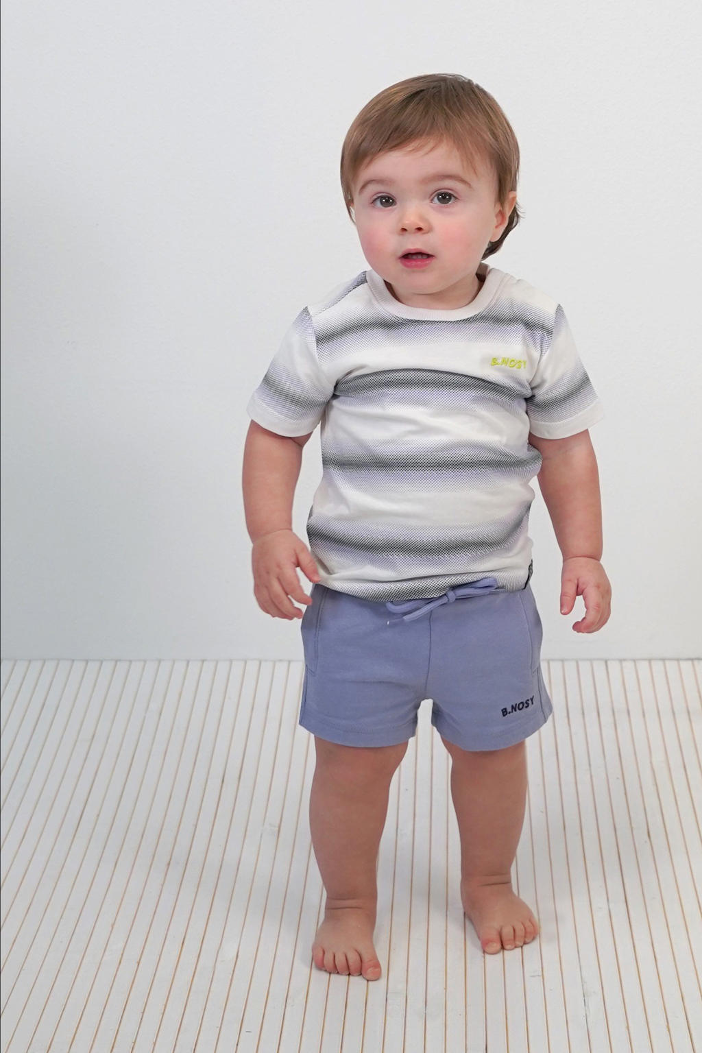 Lilakleurige jongens B.Nosy sweatshort met regular waist, elastische tailleband met koord en effen
