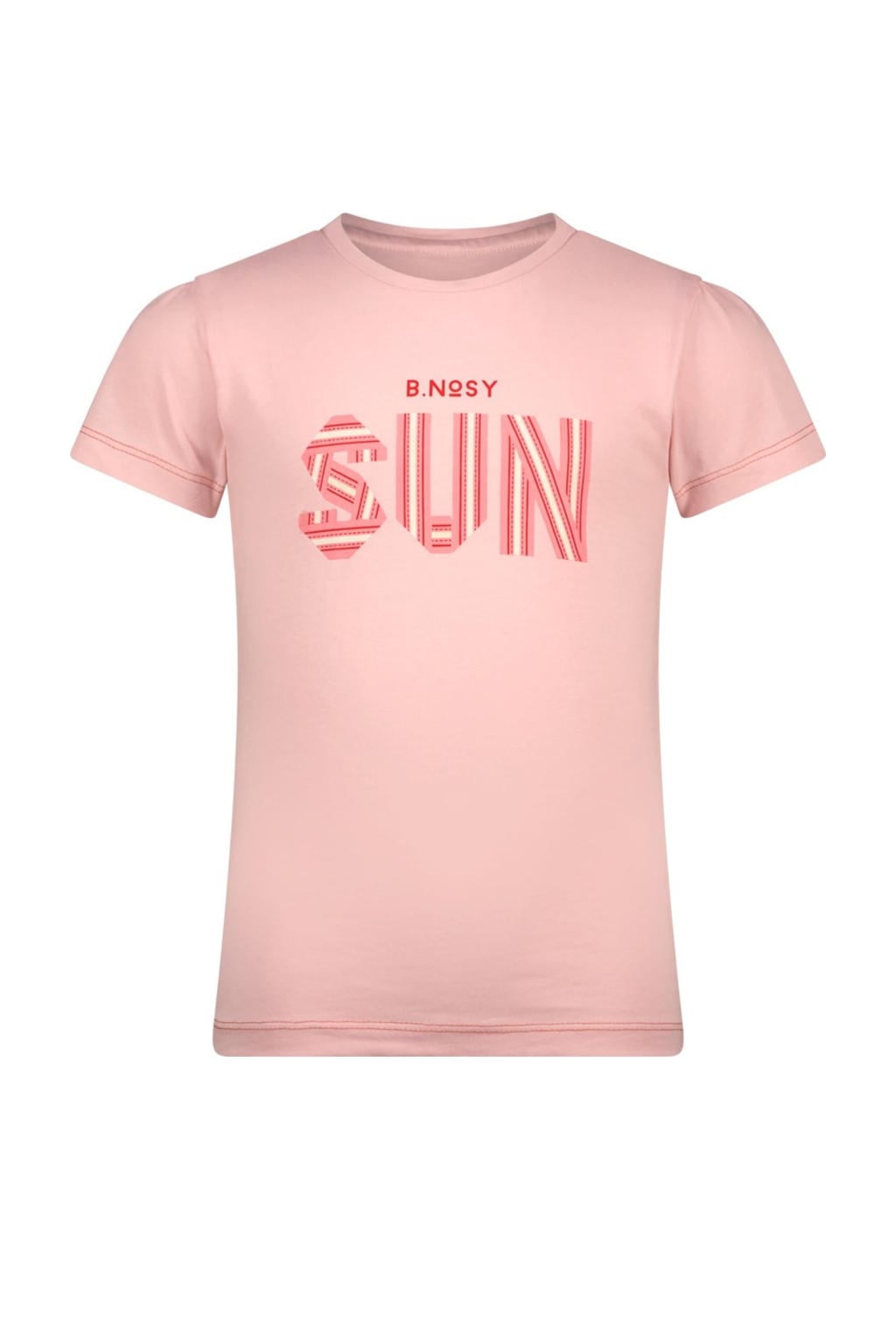 Roze meisjes B.Nosy T-shirt van katoen met tekst print, korte mouwen en ronde hals