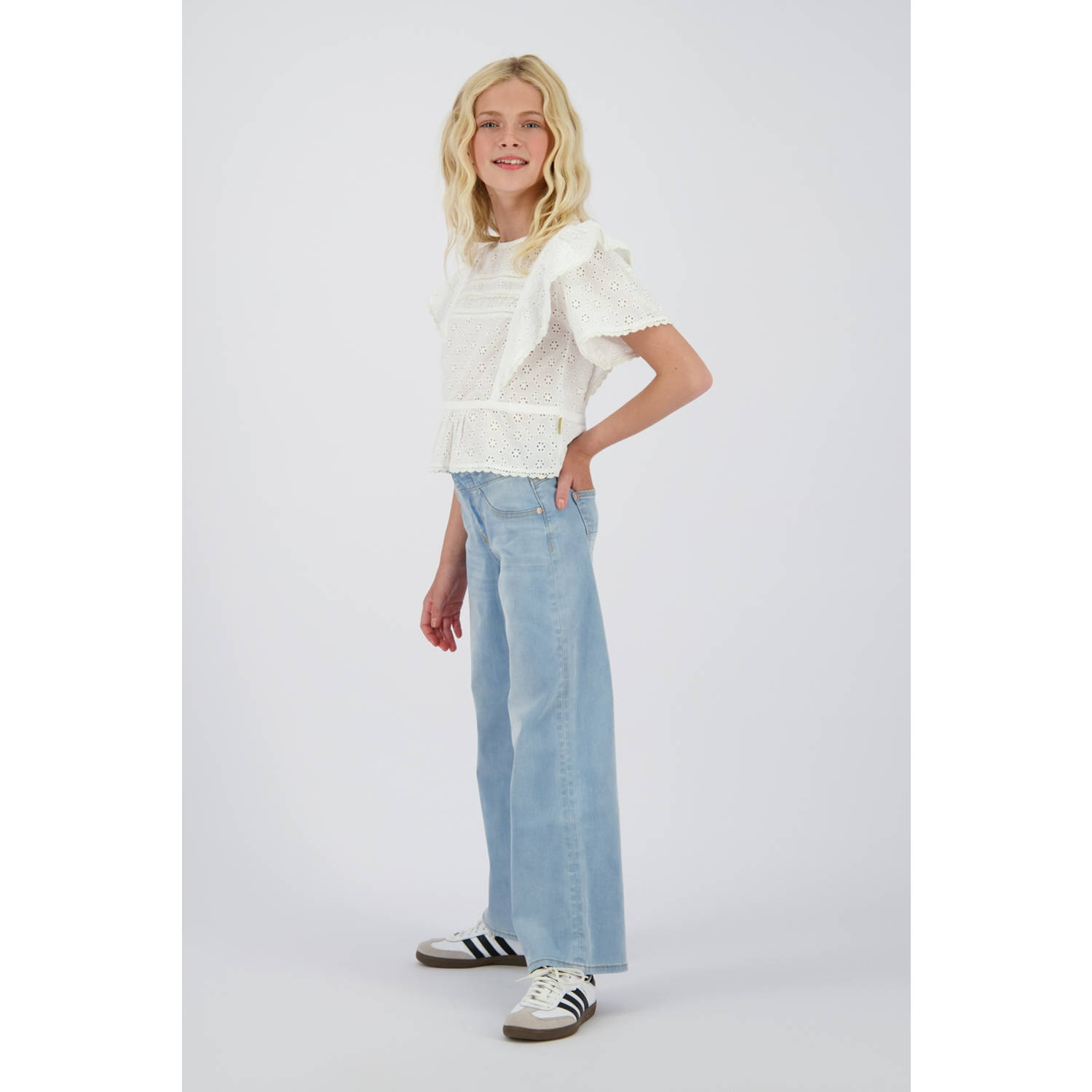 Vingino wide leg regular waist jeans light blue denim