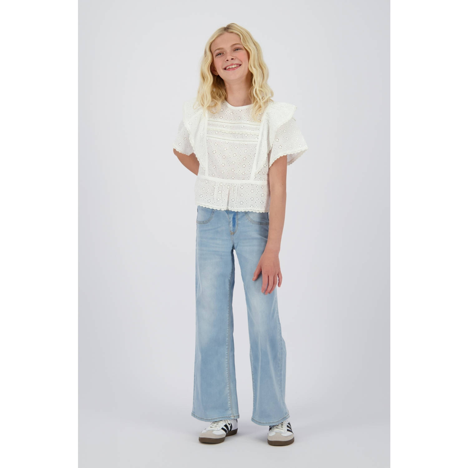 Vingino wide leg regular waist jeans light blue denim