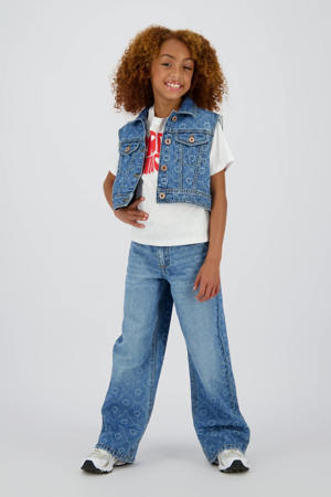 wide leg jeans medium blue denim