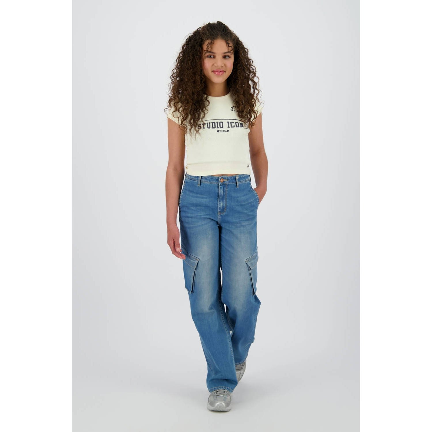 Raizzed wide leg regular waist jeans medium blue denim