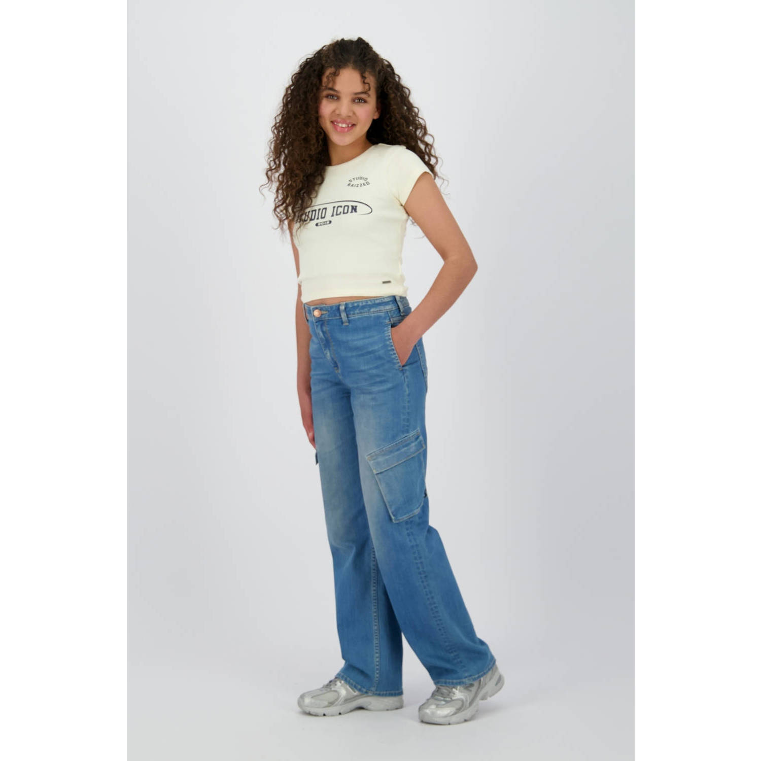 Raizzed wide leg regular waist jeans medium blue denim