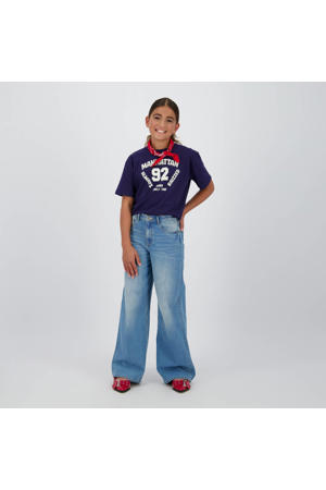 wide leg regular waist jeans medium blue denim