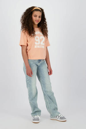 wide leg regular waist jeans light blue denim