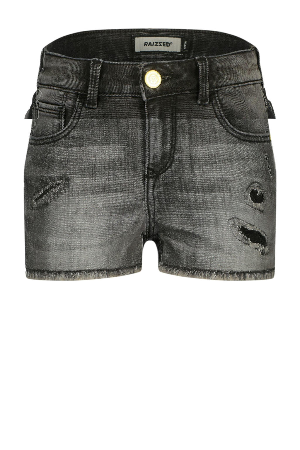 Witte meisjes Raizzed regular short van denim met rits- en knoopsluiting en effen