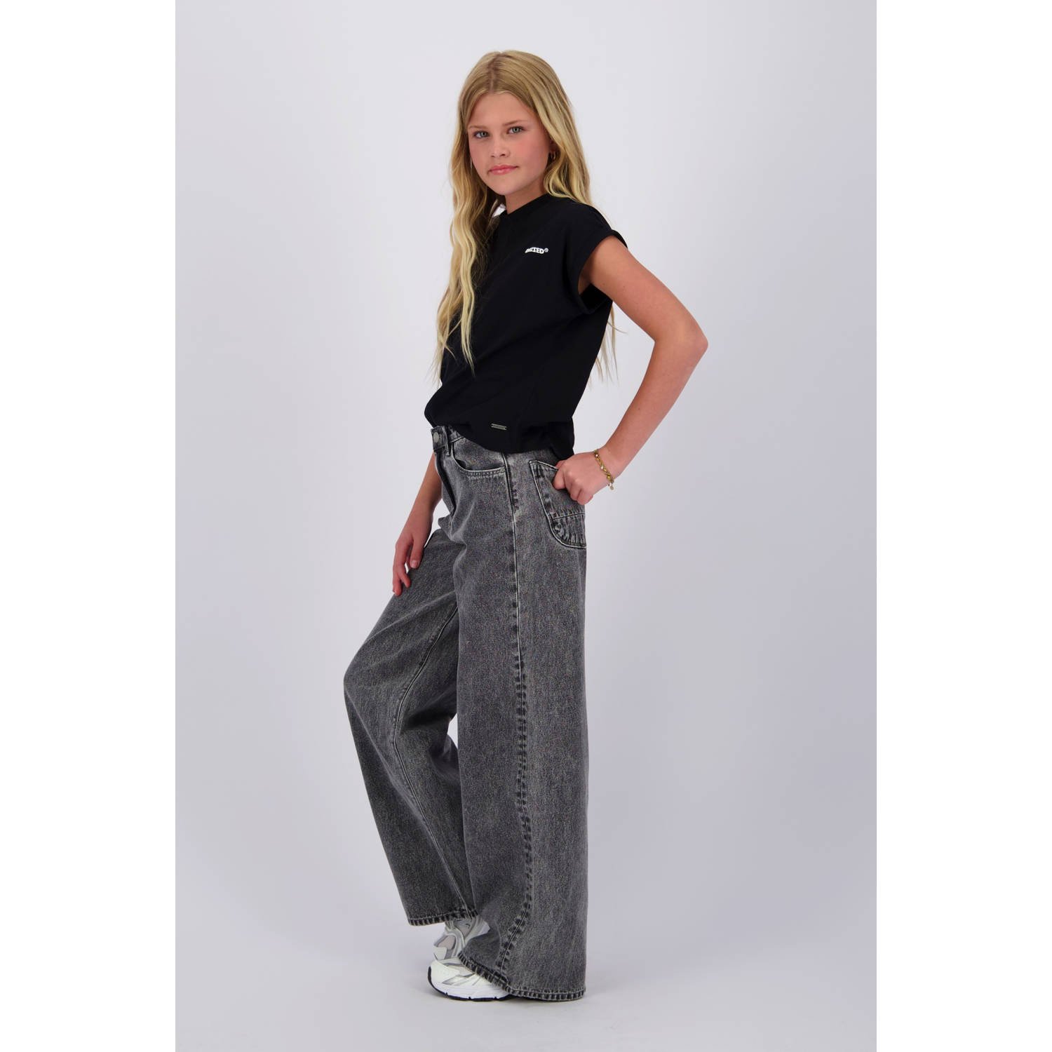 Raizzed wide leg regular waist jeans grey denim
