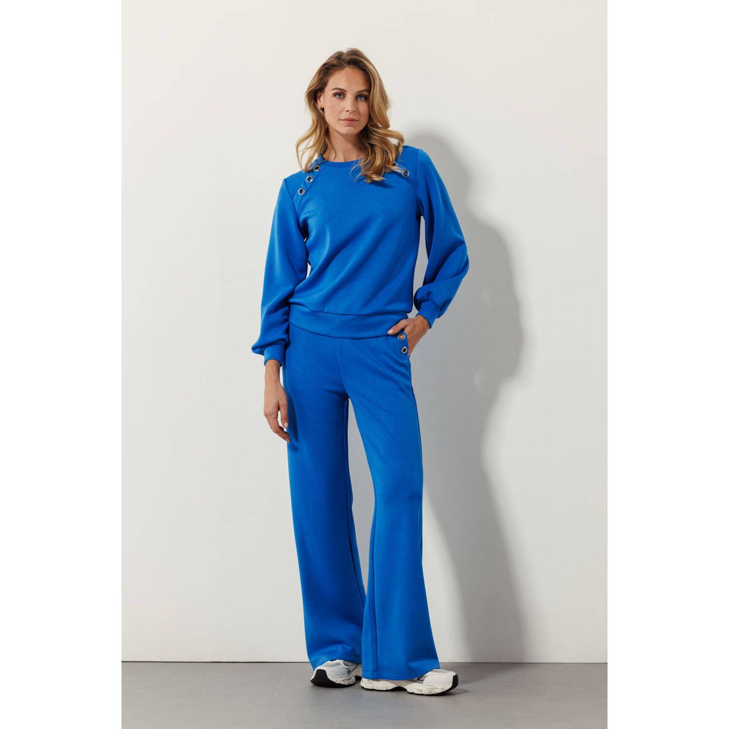 Tramontana sweater blauw rib gebreid