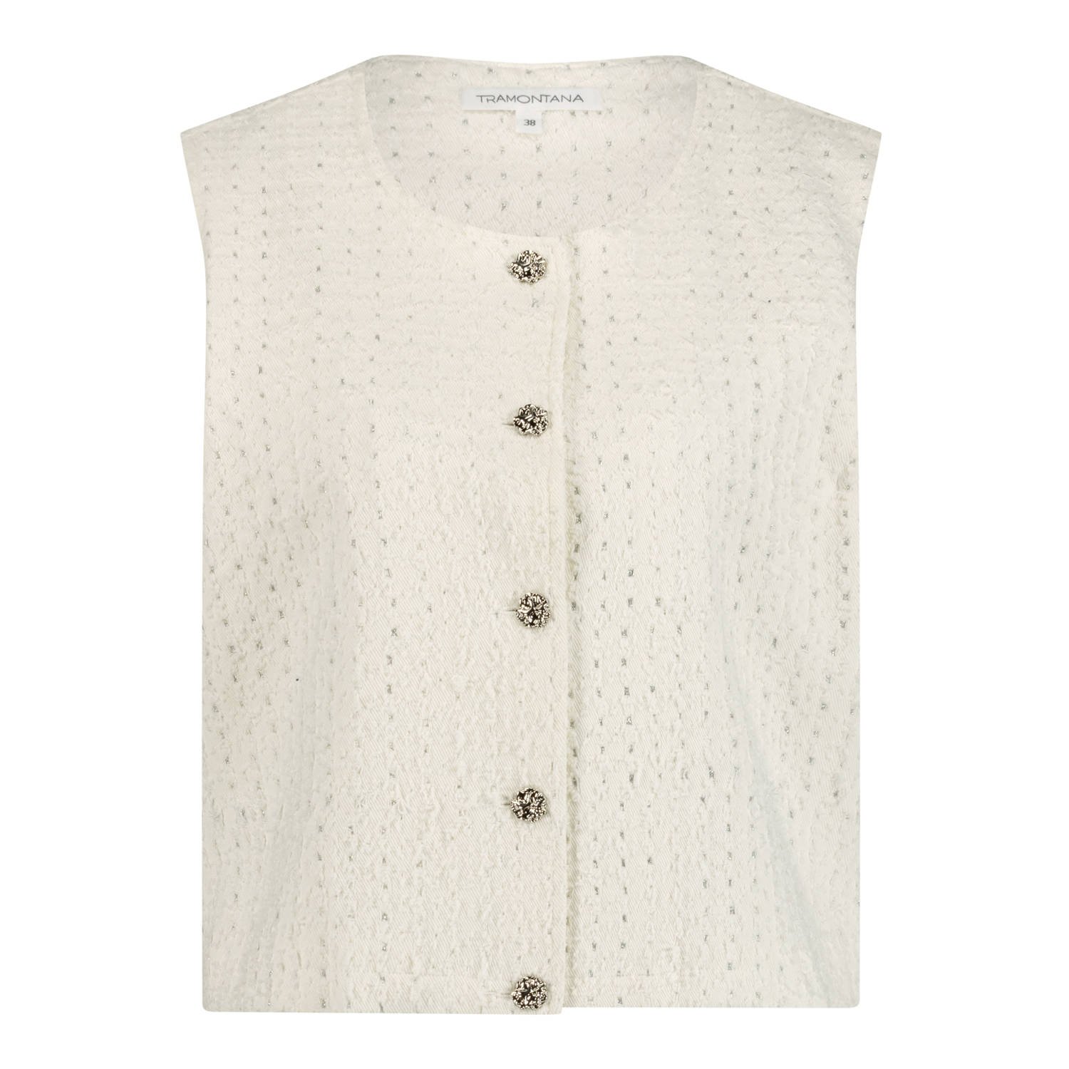 Tramontana Lurex Denim Vest Beige Dames