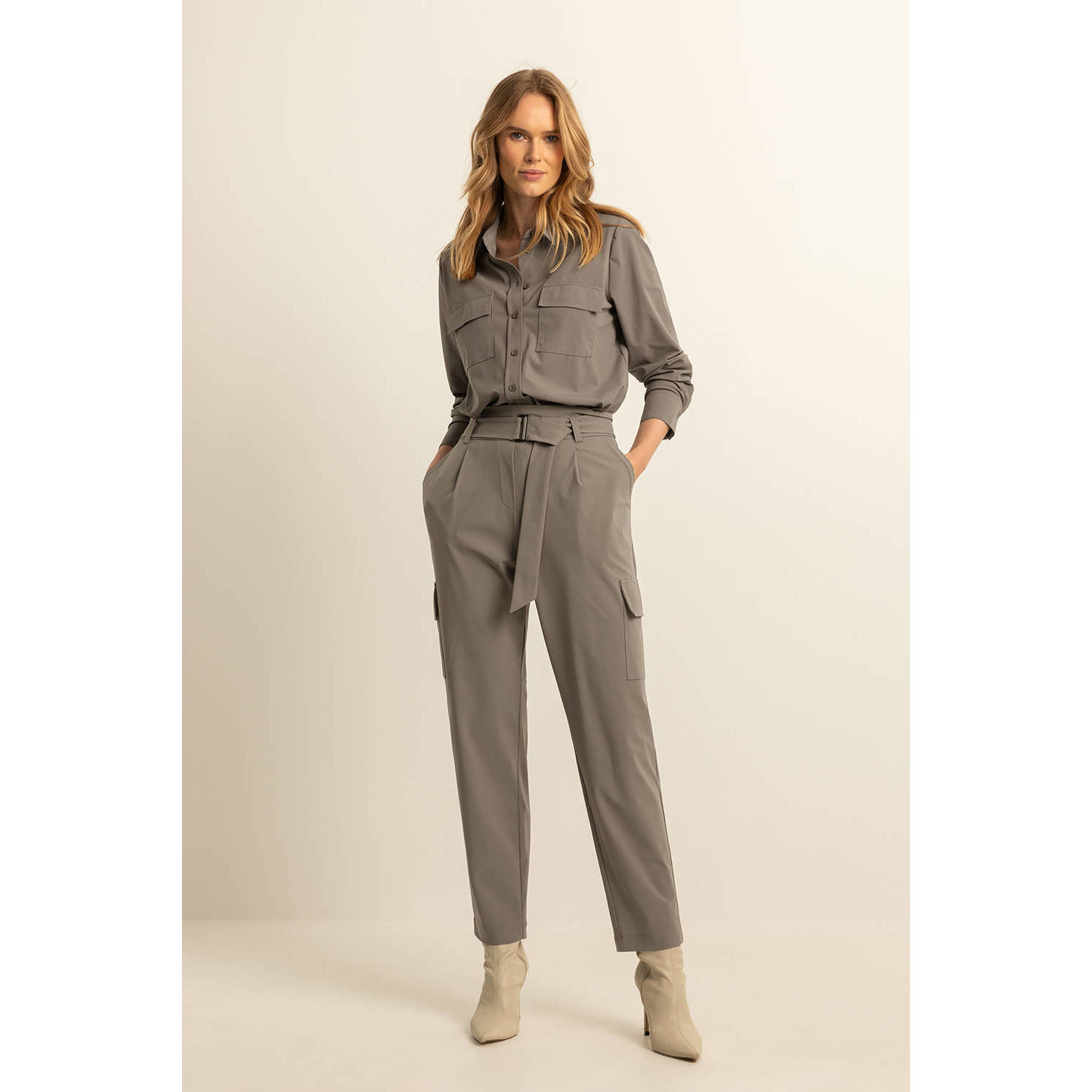 Expresso broek van travelstof kaki