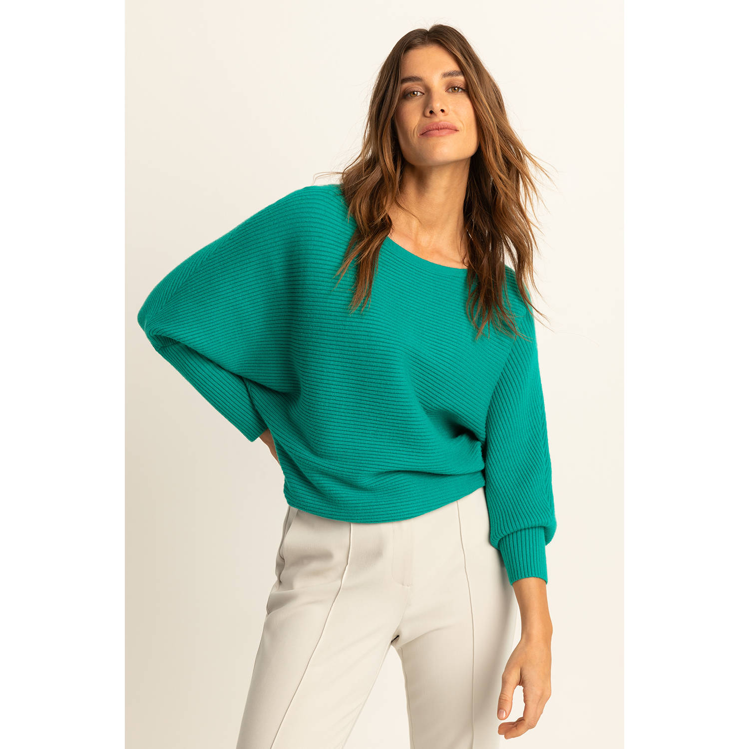 Expresso trui groen rib gebreid