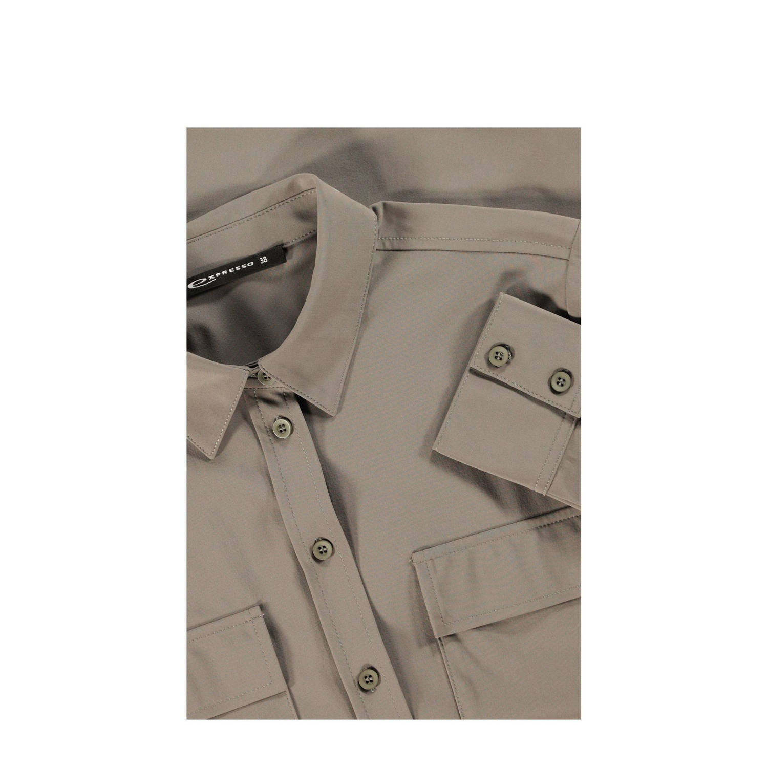 Expresso blouse van travelstof kaki