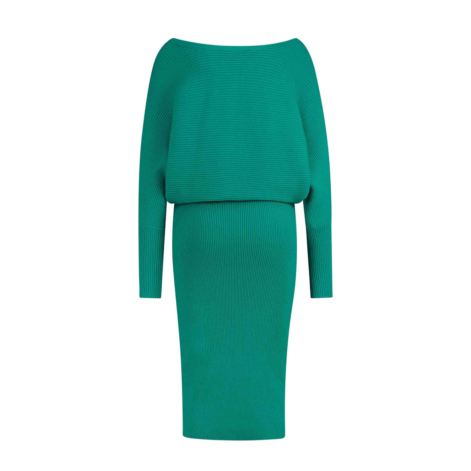 Expresso midi jurk rib gebreid groen