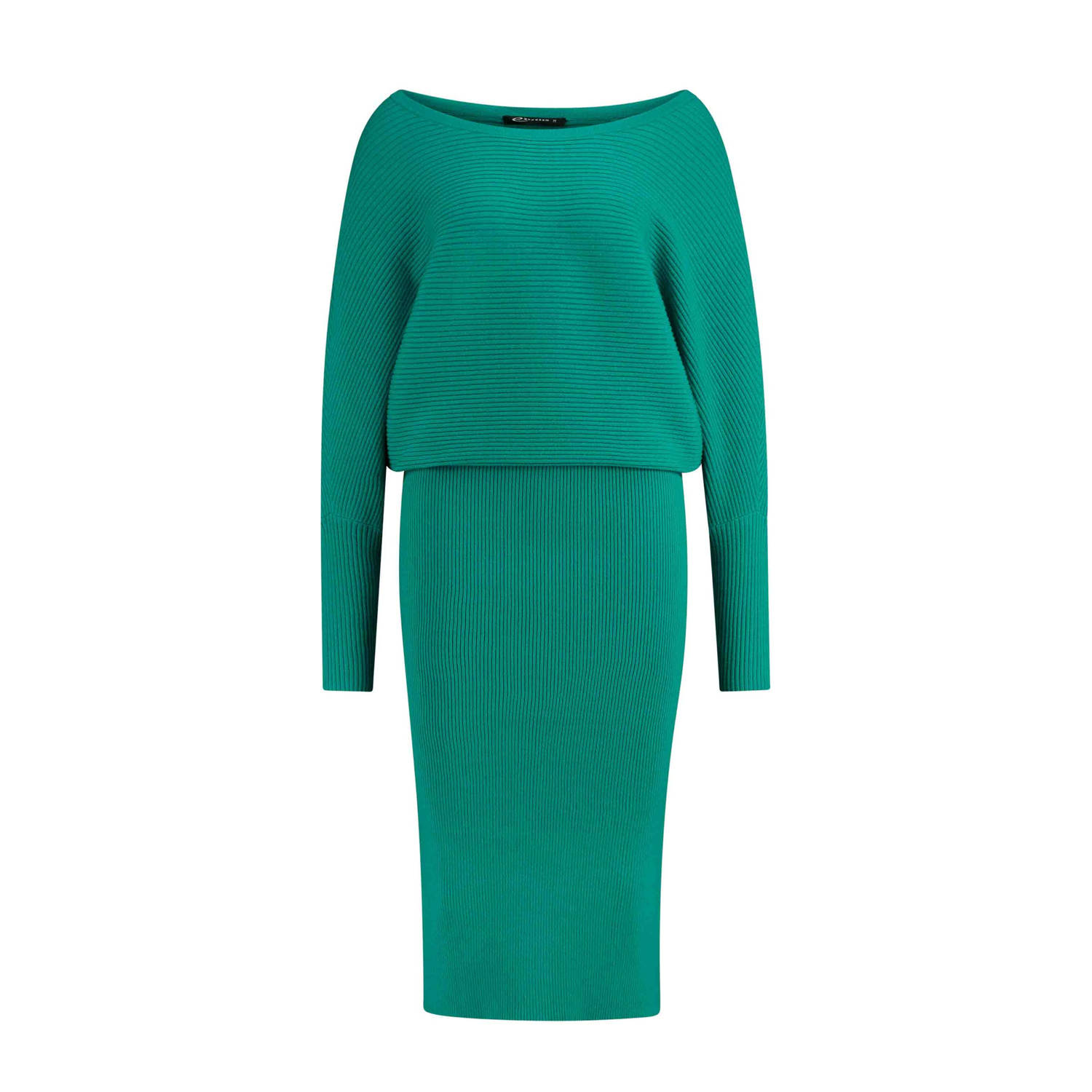 Expresso midi jurk rib gebreid groen