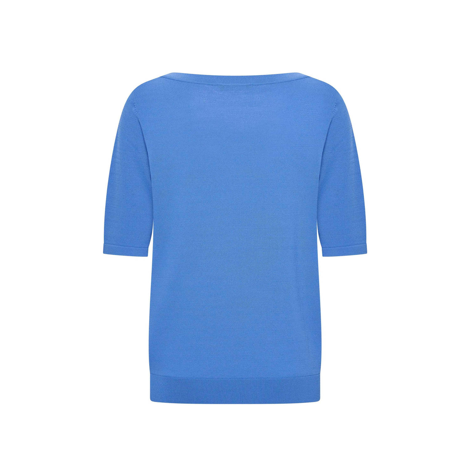 Expresso top blauw fijn gebreid