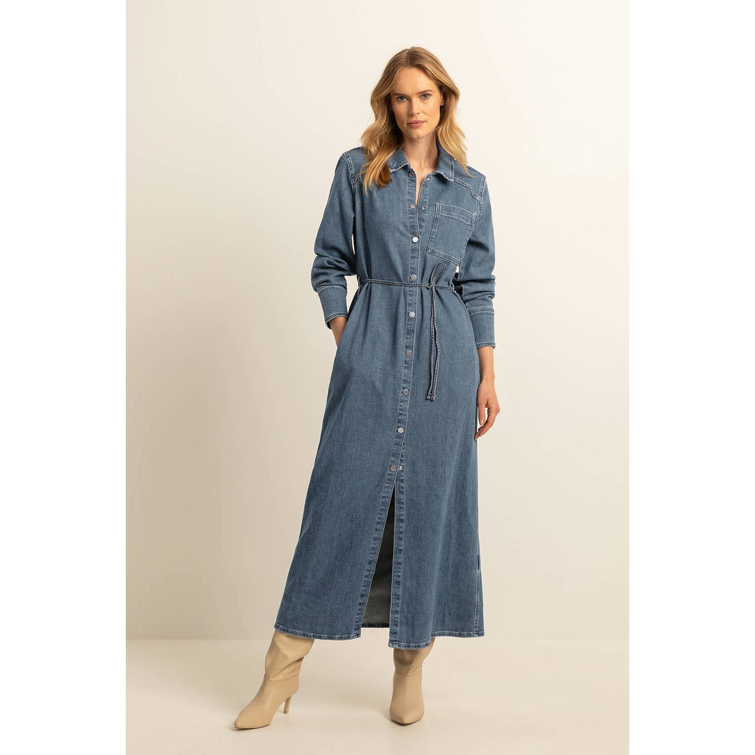 Expresso blousejurk medium blue denim