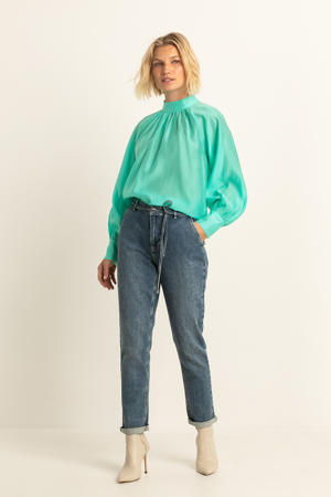 high waist slim fit jeans medium blue denim