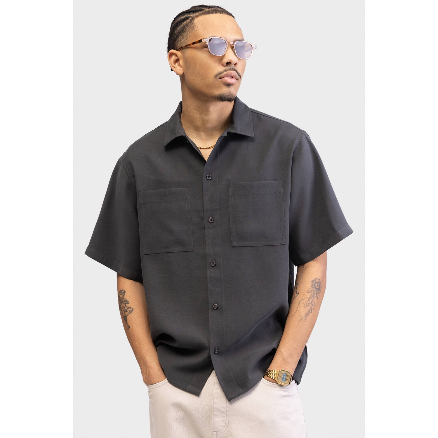 Redefined Rebel loose overhemd RRDerek antraciet