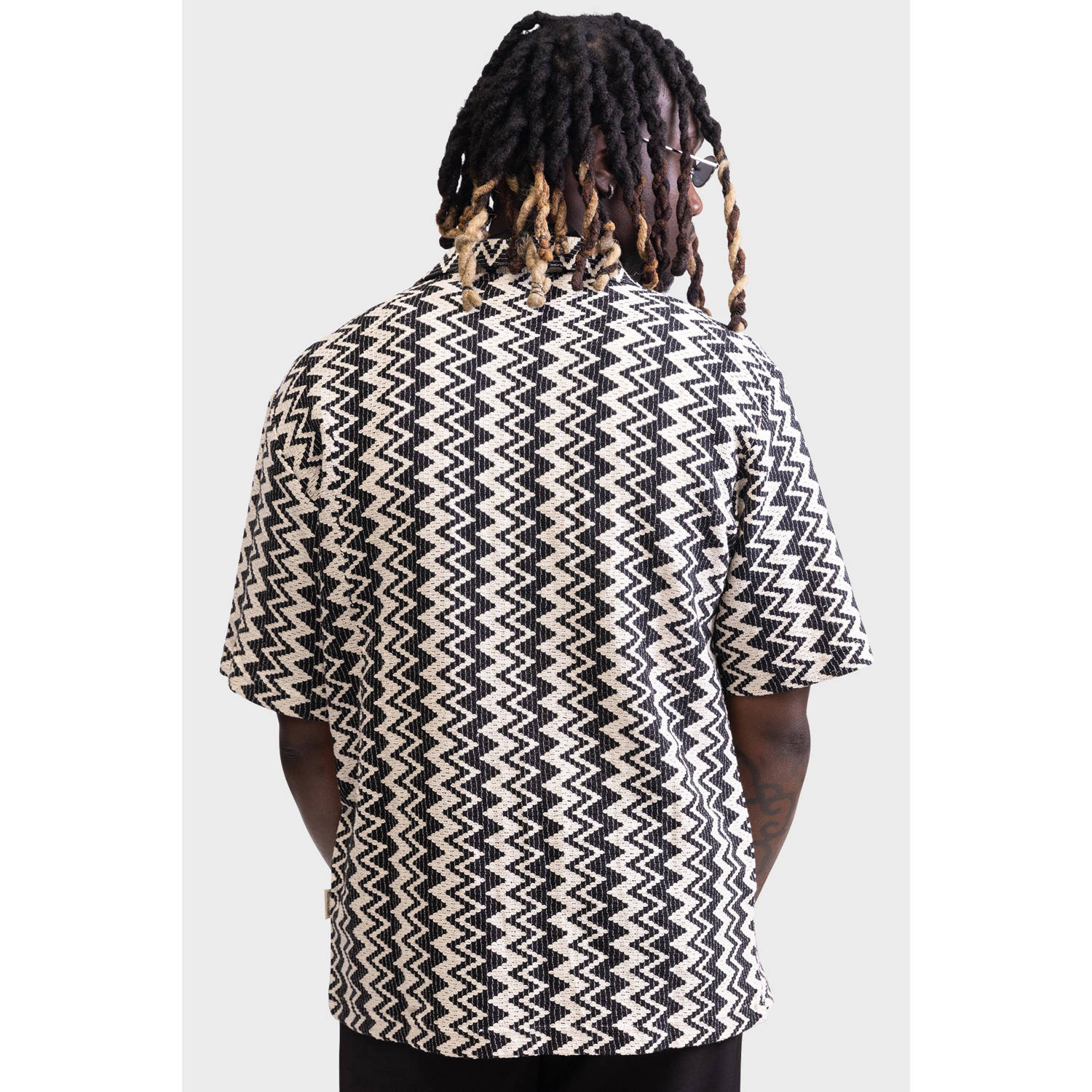 Redefined Rebel casual overhemd met ingebreid patroon zwart
