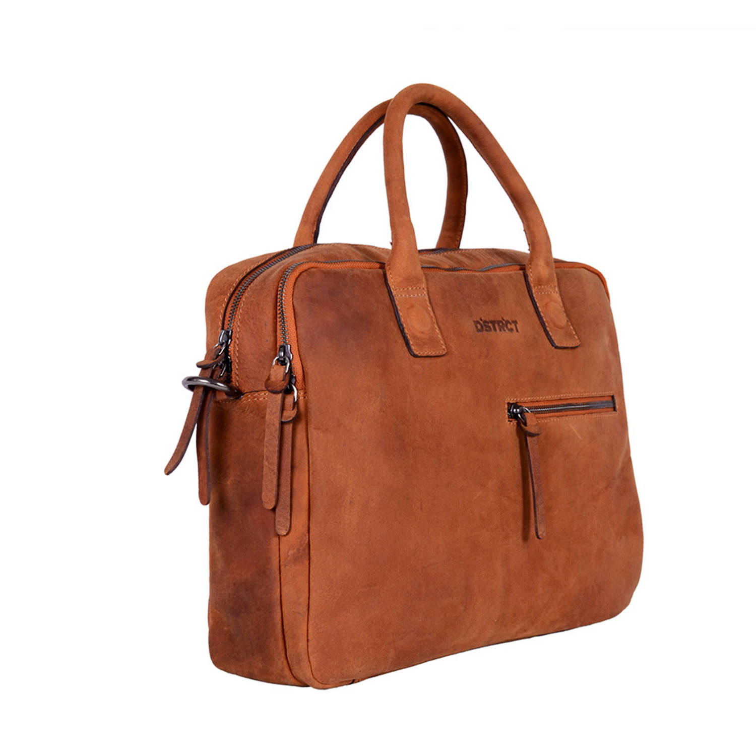 DSTRCT 15.4 leren laptoptas Bravo cognac