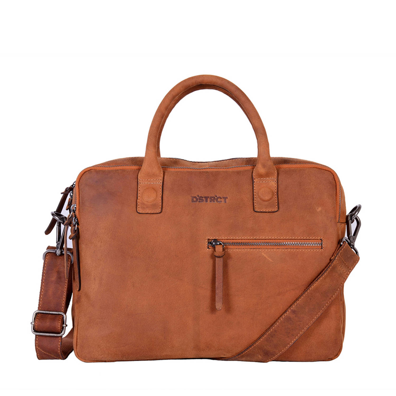 DSTRCT 15.4 leren laptoptas Bravo cognac