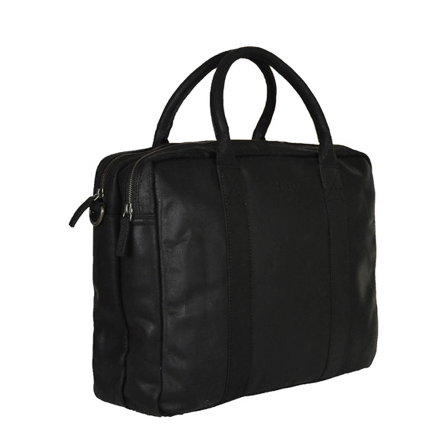 DSTRCT 15.6 leren laptoptas Limited zwart