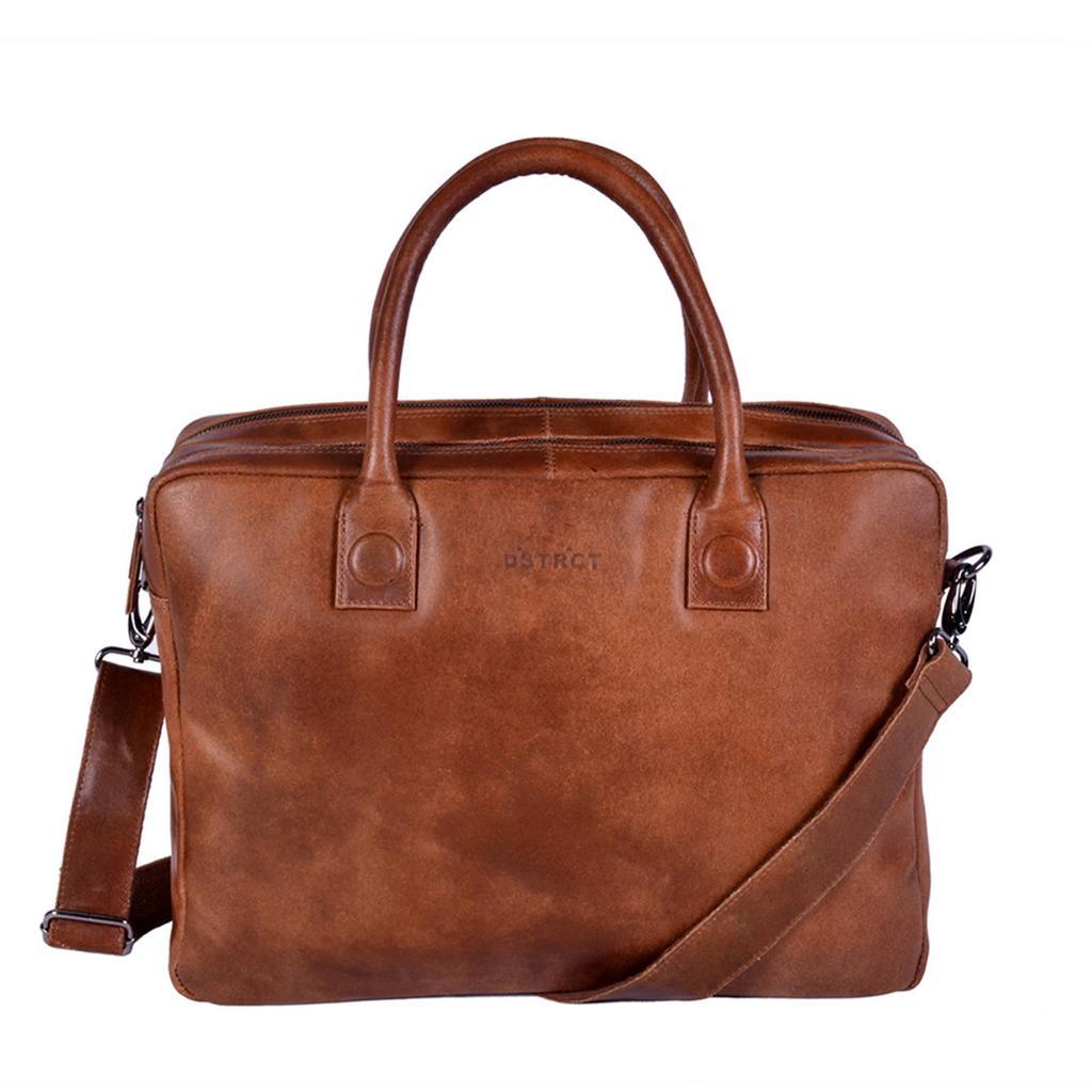 DSTRCT 15.6 leren laptoptas Mike cognac