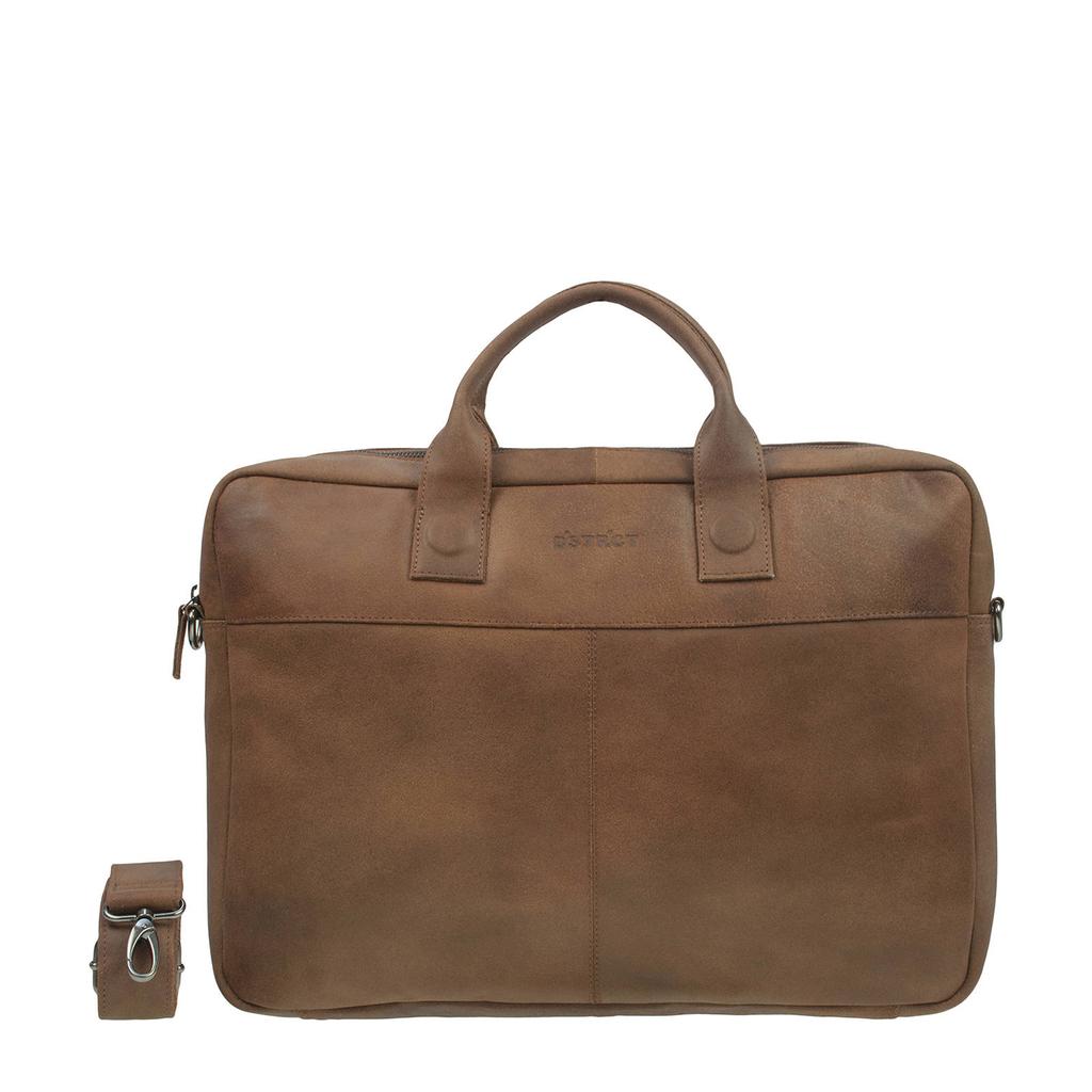 DSTRCT 17 leren laptoptas Quebec cognac