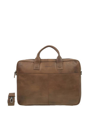 17 leren laptoptas Quebec cognac