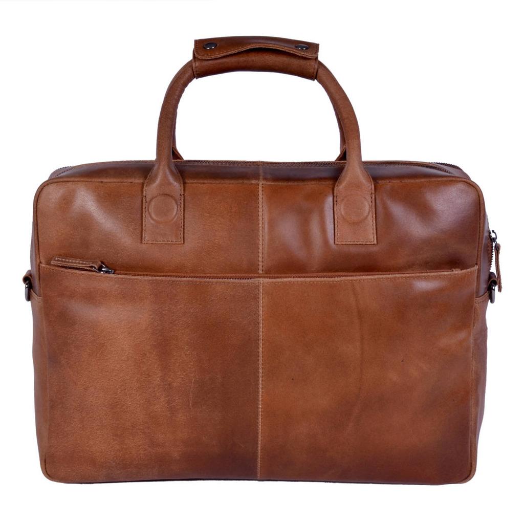 DSTRCT 17 leren laptoptas November cognac